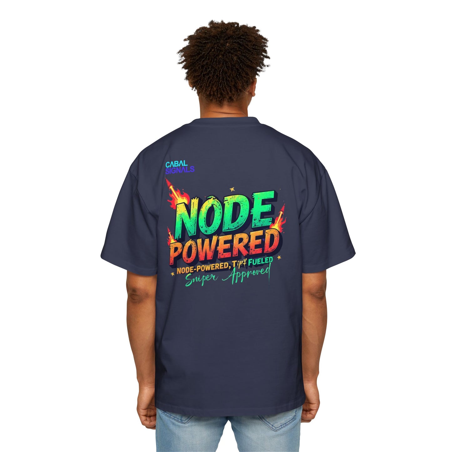 CΛBΛL SIGNΛLS- Node Powered Oversized Tee for Men | Casual Graphic Tee, Unique Gift for Him, Streetwear Style, Fun Statement Shirt