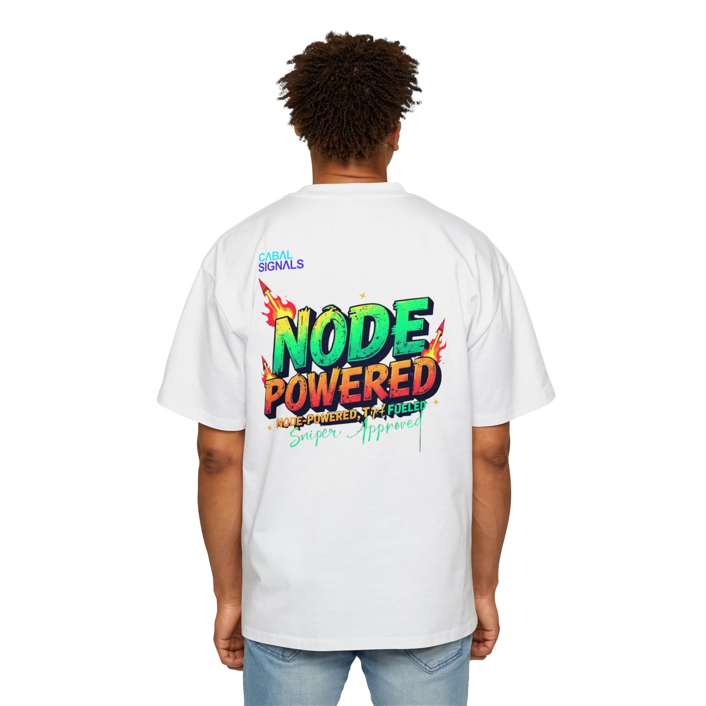 CΛBΛL SIGNΛLS- Node Powered Oversized Tee for Men | Casual Graphic Tee, Unique Gift for Him, Streetwear Style, Fun Statement Shirt